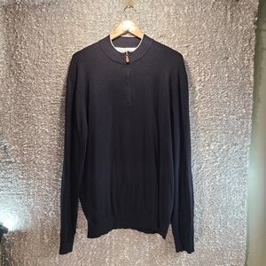 Johnnie O 1/4 Zip Sweater Men XL Black Knit Long Sleeve Lightweight Cotton Blend